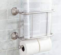 A double or spare toilet paper holder keeps an extra roll handy and toilet paper off the floor. Mercer Magazine Rack Paper Holder Pottery Barn
