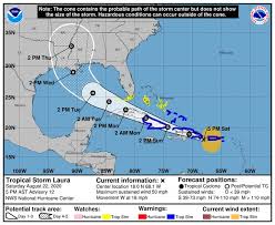 Forecast advisory #17 0300 utc. Tropical Storm Laura Marco Path Hurricane Status Fujiwhara Effect