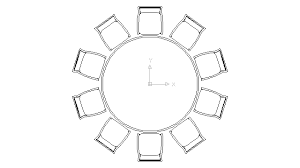 Round table with six chairs for lunch. Autocad Drawing Large Round Table With Chairs For Celebrations Banquet