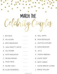 Match Celebrity Couples Bridal Shower Game Bridal Shower Games Bridal Shower Game Idea Wedding Shower Games Gold Hearts Bridal Game Gh1 Couples Bridal Shower Wedding Shower Games Bridal Games