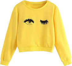 Amazon.com: Children Comfy Clothing Eye Kids Teen Print Cute Pullover  Eyelash Sweatshirts Girls Tops Clothes and (Yellow, 6-7 Years): Clothing,  Shoes & Jewelry