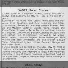 Obituary for Robert VADER (Aged 71)