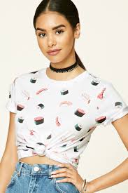 A Knit Tee With An Allover Sushi Print Short Sleeves And A Crew Neckline Forever 21 Outfits Clothes Tween Fashion