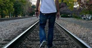 Man Walking Train Track Train Tracks Train Man