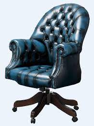 Luxmod gold office chair in blue leather, mid back office chair with armrest, blue and gold ergonomic desk chair for back & lumbar support,modern executive chair 4.4 out of 5 stars 399 $152.99 $ 152. Designersofas4u Autumn Blue Leather Chesterfield Office Chair