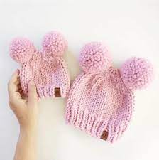 How To Knit A Double Pom Pom Hat Baby Hats Knitting Knitted Hats Girls Knit Hat