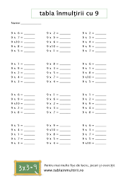 Înmulțirea cu 3 tabla înmulțirii cu 3. Fise De Lucru Cu Tabla Inmultirii Cu 9 Ws4