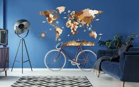 Matte black oversized utensils wall art. Wooden World Map Wall Decoration 68travel