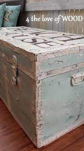 Upcycle old metal trunk, metal trunk painting. 4 The Love Of Wood Painting A Metal Trunk Beach House Inspiration Trunk Makeover Antique Trunk Restoration Painted Trunk