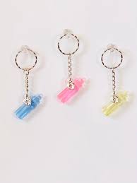 Pink Blue Yellow Acrylic Baby Bottle Favor Keychains W Silver Accent Baby Feet Charm Games Decorations Gifts Favors Ornaments Baby Shower