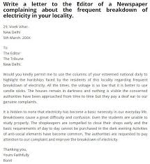 Write A Letter To The Editor Of A Newspaper Complaining About Electricity In 2020 Letter To The Editor Lettering Writing
