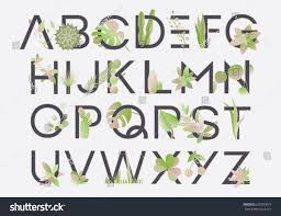 Spring Alphabet Letters Decorated With Green Lush Monstera Leaves Succulents And Cacti Plants Lettering Alphabet Free Monogram Fonts Graphic Design Business