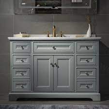 We did not find results for: á… London 48 Inch Solid Wood Bathroom Vanity With White Solid Surface Vanity Top 4 Faucet Holes 2 Soft Closing Doors And 6 Full Extension Solid Wood Dovetail Drawers Grey Vanity Color Woodbridge