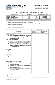 Maybe you would like to learn more about one of these? Doc Ada Mso N Capstone Project Title Approval Form Capstone Project Proposed Title Web File Management System Capstone Project Agenda Capstone Project Category Content Lea Jane Academia Edu
