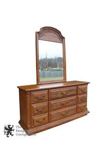 Sumter Cabinet 1970 S Distressed Oak Carved 9 Drawer Dresser Hanging Mirror Hanging Mirror 9 Drawer Dresser Sumter