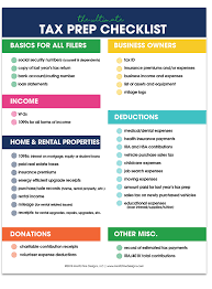 Income Tax Prep Checklist Free Printable Checklist Tax Prep Checklist Business Tax Deductions Business Tax