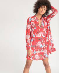 * 100% viscose * doublure : Robe Chemise Fleurie Rouge 780841a30e4a Pimkie