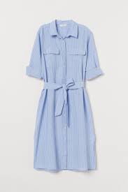 Linen Blend Shirt Dress Light Blue White Striped Ladies H M New maternity denim shirt dress knee length long sleeve blue size 12. linen blend shirt dress