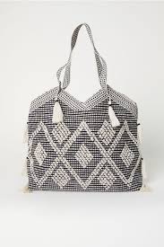 Tasseled Shopper Black Ladies H M Us 1 H M Tasseled Fabric Bags