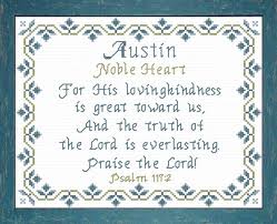 Austin Name Blessings Personalized Cross Stitch Design From Joyful Expressions Christian Cross Stitch Personalized Cross Cross Stitch