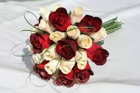 Red and cream wedding bouquets. Details About Wooden Roses Wedding Bouquets Flowers Brides Bridesmaids Cream Red Gift Rose Wedding Wooden Roses Rose Wedding Bouquet