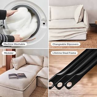 Key structural and fabric innovations in washable modular sofas, AI generated