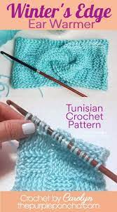 Winter S Edge Ear Warmer Free Crochet Pattern Tunisian Crochet Tunisian Crochet Patterns Crochet Ear Warmer