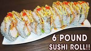 Shrimp tempura, avocado, gobo carrot, cucumber, crab surimi, lettuce, seasonal veggies, cilantro w/spicy mayo. 6lb Monster Sushi Challenge Roll W Freak Eating Youtube
