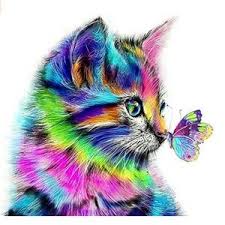 Man People Art Diamond Painting Kit Wall Decoration Painting Etsy Cat Colors Cat Art Rainbow Cat