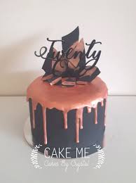 Birthday Rose Gold Cake Design Rose Gold And Black Twenty First Cake With Rose Gold Drip And Black Chocolate Shards With Brushed Rose Gold Gold Birthday Cake Cake 50th Birthday Cake