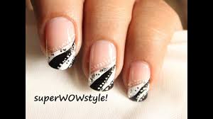 See more ideas about nails, manicure, black the black manicure undoubtedly is considered as the universal one. French Tip Abstract Nail Designs Easy Nail Art In Black And White Youtube