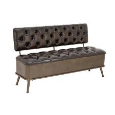 Black Bench With Backrest Modern Reflections Metal And Faux Leather Storage Entryway Bench Rectangular Seat And Backrest Made F Storage Bench Leather Storage Bench Tufted Storage Bench