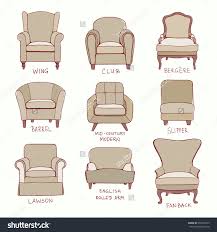 Stock Vector Vector Visual Guide Of Accent Chair Design Styles Hand Drawn Chair Set Made In Linear Style 3 Simple Chair Design Chair Style Antique Chair Styles