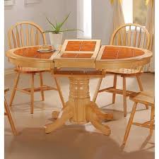 Damen Oval Tile Top Pedestal Table With Leaf Round Dining Room Natural Dining Room Round Dining Room Table
