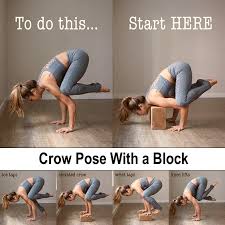 Crow Pose With A Block The Biggest Benefit Of Bakasana Or Crow Pose Tones The Abdominal Wall Strengthen Yoga Poses Advanced Advanced Yoga Yoga Help