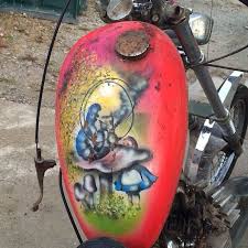 Harley Davidson Bsa Triumph 70s Chopper Bobber Cafe Racer Brat Style Kustom Custom 2 Wheels Motorcycle Flake Paint Job Brat Style Hippie Designs Paint Job