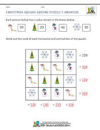 First there's the picture crossword puzzle. Christmas Math Worksheets