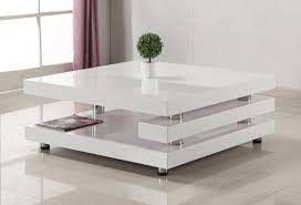Mdf with a high gloss finish White High Gloss And Stainless Steel Coffee Table Homegenies