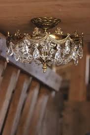 Vintage Brass Basket Chandelier Semi Flush Mount Kronleuchter Beleuchtung Messing