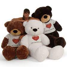 5ft Life Size Personalized Mocha Teddy Bear Sunny Cuddles In Red Heart Shirt Soft Teddy Bear Best Teddy Bear Teddy Bear