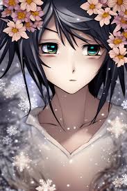 Fantasy Anime Man Chrysalis met karamelkleurige bloemen in wintersfeer ·  Creative Fabrica