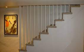 We'll see how it holds up once the swim season starts. Basement Stairs Modern Basement Basement Design Stair Remodel