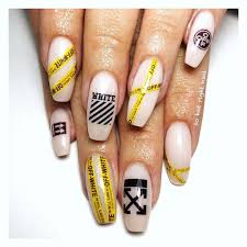 Black And White Drip Nails Bel Fountain Townsend On Instagram Off White For The Babe Artimis Using My Fave Decals From The Grunge Nails Sneaker Nails Best Acrylic Nails