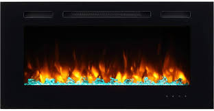 It looks like a real flame. Amazon Com Puraflame Alice 40 Inches Recessed Electric Fireplace Flush Mounted For 2 X 6 Stud Log Set Crystal 1500w Heater Black Kitchen Dining