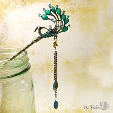 Hair Stick Hair Pin Oriental Aqua Blue Gemstone Bronze And Etsy Hair Sticks Hair Pins Blue Gemstones