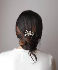Petite Beaded Flower Comb Simple Small White Hair Comb Style 723 Elibre Handmade Wedding Flower Hair Comb Flower Hair Comb Small Hair Comb