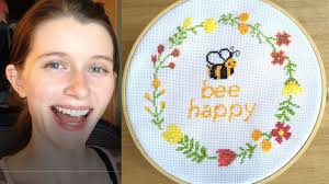 There are arrows on the patterns that indicate the center. Floss Tube Cross Stitch Time Lapse Bee Happy Cross Stitch Pattern Youtube