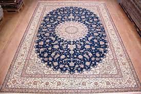 Die teppiche sind in der regel sehr hell mit. Perserteppich Nain 6la Mit Seide 440x319 Cm Blau