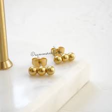 Madewell Jewelry Madewell Triple Ball Stud Earrings In Vintage Gold Poshmark
