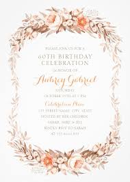 Sample invitation card for 60th birthday. Floral Adult 60th Birthday Invitations Elegant Fall Flowers Invitation Templates Personalized Online